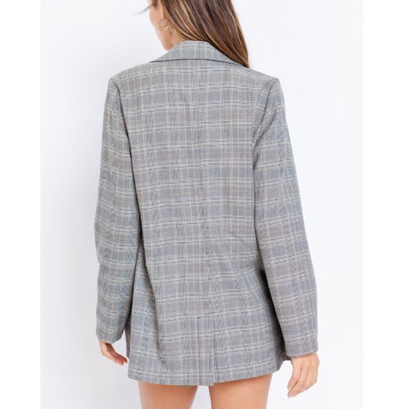 New Gray Plaid Women's Blazer - Picture 12 of 12